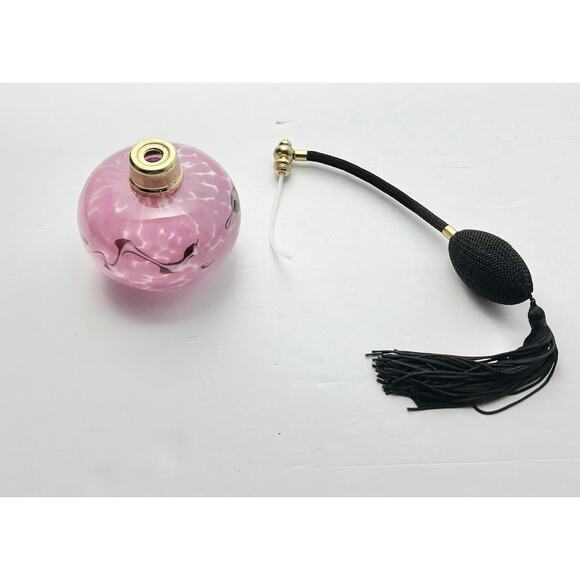 Vintage Murano-Style Pink Marbled Art Glass Perfume Atomizer Sprayer Bottle - Picture 5 of 7